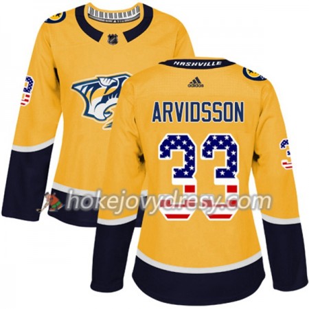 Dámské Hokejový Dres Nashville Predators Viktor Arvidsson 33 2017-2018 USA Flag Fashion Zlatá Adidas Authentic